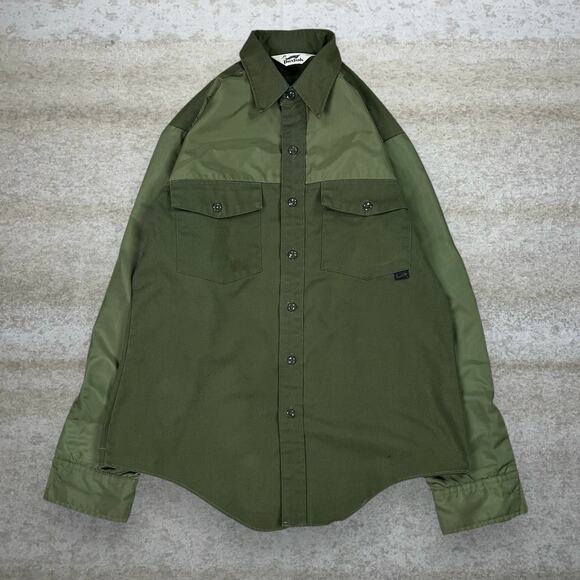 duxbak Other - Vintage Duxbak Button Up Shirt Military Green Cotton Long Sleeve Collared 90s